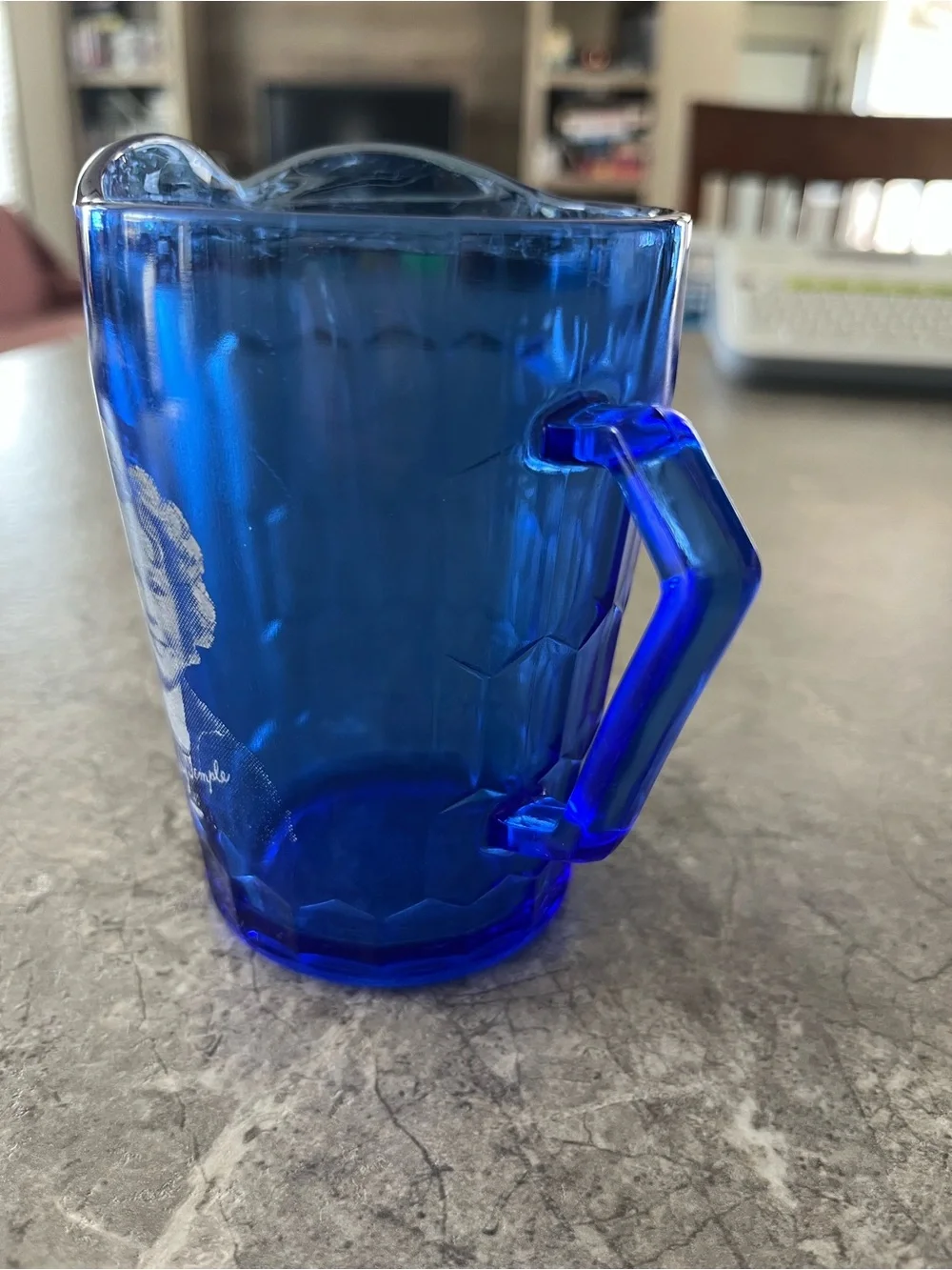 Cobalt Blue Shirley Temple Glass Pitcher
